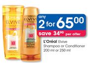 L'Oreal Elvive Shampoo Or Conditioner-2 x 200ml Or 250ml 