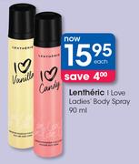 Lentheric I Love Ladies Body Spray-90ml Each