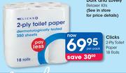 Clicks 2 Ply Toilet Paper-18 Rolls Per Pack
