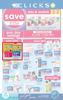 Clicks : Pay Day Savings (22 June - 23 July 2017), page 1