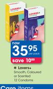 Lovers+ Smooth, Coloured Or Scented 12 Condoms-Per Pack