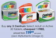Centrum Select, Adult Or Active 30 Tablets-Per Pack