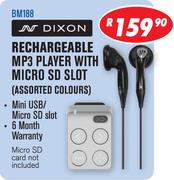 Dixon Rechargeable MP3 Player With Micro SD Slot BM188