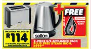 Salton 2 Piece S/S Appliance Pack Free Sunbeam Steam Iron