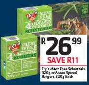 Fry's Meat Free Schnitzels-320g Or Asian Spiced Burgers-320g Each