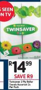 Twinsaver 2 Ply Roller Towels Assorted-2's Per Pack