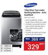 Samsung 15Kg Silver Top Loader Washing Machine-Activ Dual Wash WA13J5710SG