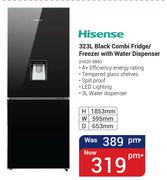 Hisense 323Ltr Black Combi Fridge/Freezer With Water Dispenser H420-BMI
