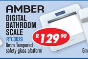 Amber Digital Bathroom Scale 6mm Tempered Safety Glass Platform RTC3029
