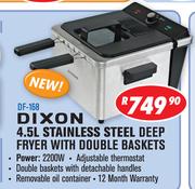 Dixon 4.5Ltr Stainless Steel Deep Fryer With Double Baskets DF-168