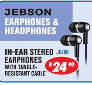 Jebson In Ear Stereo Earphones With Tangle Resistant Cable JB788
