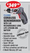 Dixon Cordless Screwdriver With 3.6V Rechargeable Long Life Lithium-Ion Battery PLSL0646
