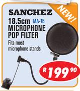 Sanchez 18.5cm Microphone Pop Filter Fits Most Microphone Stands MA-16