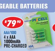 4 x AAA 1000mAh Ni-MH Pre-Charged Batteries AAA-1000