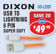 Dixon USB To Lightning 8 Pin Super Soft Charge Cable US-L2201