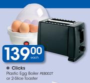 Clicks Plastic Egg Boiler PEB002T Or 2 Slice Toaster
