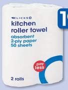 Clicks 2 Rolls  Kitchen Roller Towels-Per Pack