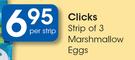 Clicks Strip Of 3 Marshmallow Eggs-Per Strip
