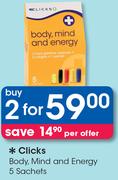 Clicks Body Mind And Energy 5 Sachets-For 2
