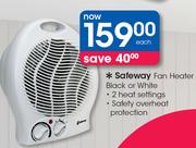 Safeway Fan Heater Black Or White-Each