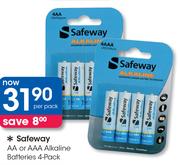 Safeway 4 Pack AA Or AAA Alkaline Batteries-Per Pack