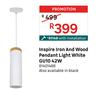 Inspire Iron & Wood Pendant Light White GU10 42W 81401488