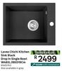 Laveo Chichi Kitchen Sink Black Drop In Single Bowl W48 x L39 x D19cm 81483743