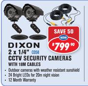 Dixon 2 x 1/4" CCTV Security Cameras With 18M cables