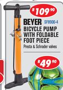 Beyer Bicycle Pump With Foldable Foot Piece Presta & Schrader Valves SF8900-4