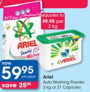 Ariel Auto Washing Powder 3Kg Or 21 Capsules-Per Pack