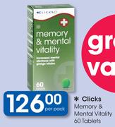 Clicks Memory & Mental Vitality 60 Tablets-Per Pack