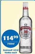 Smirnoff 1818 Vodka - 750ml Each