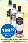 Russian Bear Vodka Assorted Flavours Excl, Energy Fusion-750ml Each