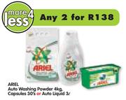 Ariel Auto Washing Powder 4kg, Capsules 30's Or Auto Liquid 2x3L