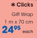 Clicks Gift Wrap 1mX70cm-Each