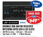 Dixon Double Din AM/FM Receiver MP3/WMA With USB & SD Slots(MP0553)