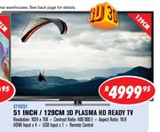 Dixon 51 Inch/129cm 3D Plasma HD Ready TV STY0251