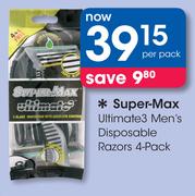 Super Max Ultimate 3 Men's Disposable Razors 4 Pack-Per Pack