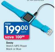 Sway Watch MP3 Player Black Or Blue-Each