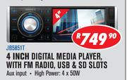 Jebson 4 Inch Digital Media Player With FM Radio USB & SD Slots