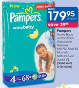 Pampers Active Baby Jumbo Pack Disposable Nappies-PerPack
