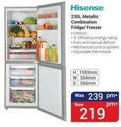 Hisense 230Ltr Metallic Combination Fridge/Freezer H299BME