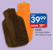 Clicks Hot Water Bottle With Fleece Cover-Each