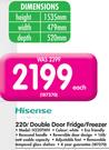 Hisense 220L Double Door Fridge/Freezer H220TWH