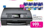 Brother 4-In-1 Colour Inkjet Printer Plus 4 Additional Inks MFC-J220