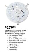 LED Replacement 18W Panel For Ceiling Lights