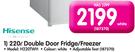 Hisense 220Ltr Double Door Fridge/Freezer H220TWH