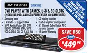 Dixon DVD Player With Games, USB & SD Slots(2 Gaming Pads And Complimentary 300 Game Disc)-DVDK10BG