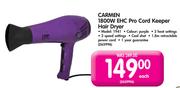 Carmen 1800W EHC Pro Cord Keeper Hair Dryer 1941