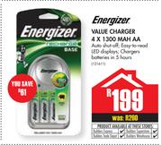 Energizer Value Charger 4 x 1300 Mah AA